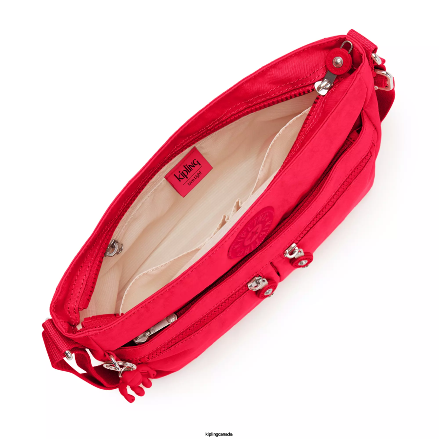 Women Crossbody Bags Kipling Red Rouge New Angie Crossbody Bag FHZD171 - Image 3