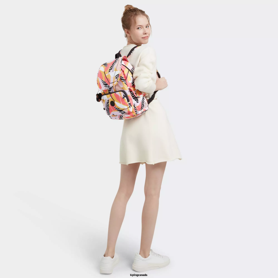 Women Fashion Backpacks Kipling Abstract Leave City Pack Printed Backpack FHZD339 - Image 4