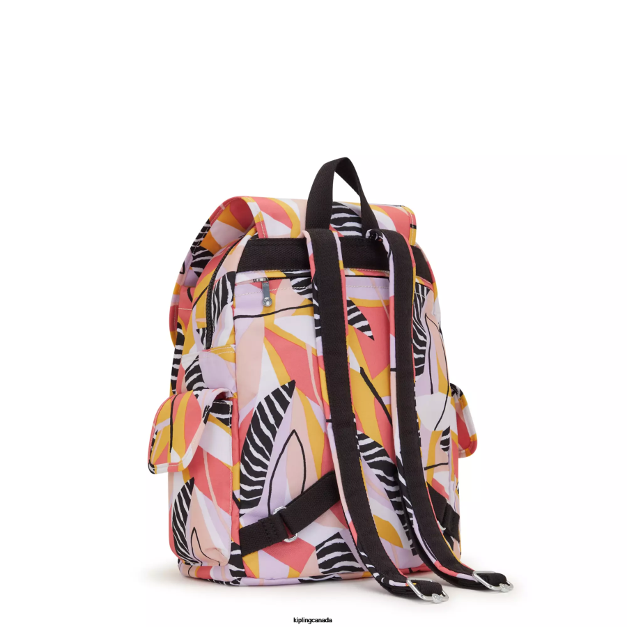 Women Fashion Backpacks Kipling Abstract Leave City Pack Printed Backpack FHZD339 - Image 5