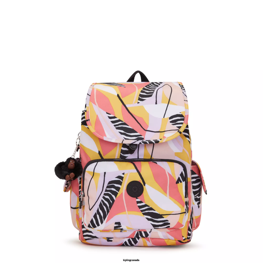Women Fashion Backpacks Kipling Abstract Leave City Pack Printed Backpack FHZD339 - Image 1