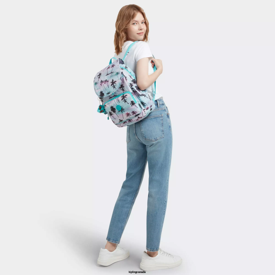 Women Fashion Backpacks Kipling Shadow Palm Print City Pack Printed Backpack FHZD338 - Image 4