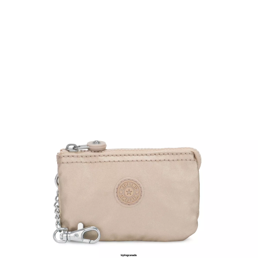 Women Keychains Kipling Starry Gold Metallic Creativity Mini Pouch Metallic Keychain FHZD610 - Image 1