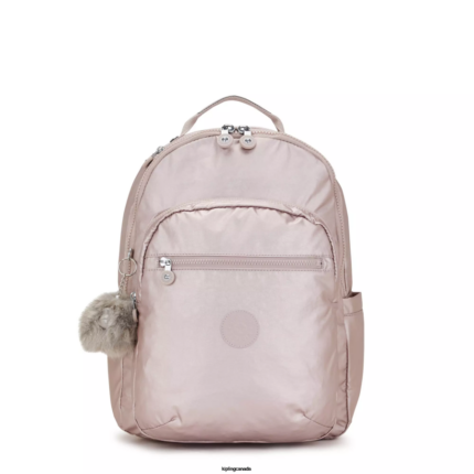 Women Laptop Backpacks Kipling Metallic Rose Seoul Large Metallic 15" Laptop Backpack FHZD461