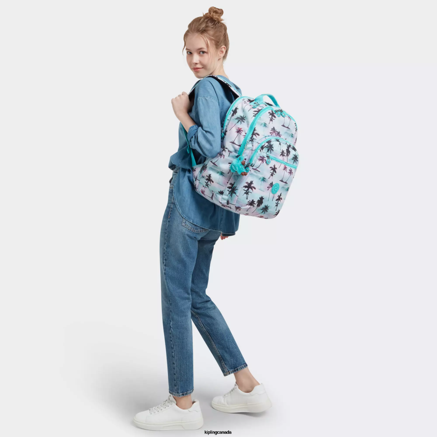 Women Laptop Backpacks Kipling Shadow Palm Print Seoul Extra Large Printed 17" Laptop Backpack FHZD453 - Image 4
