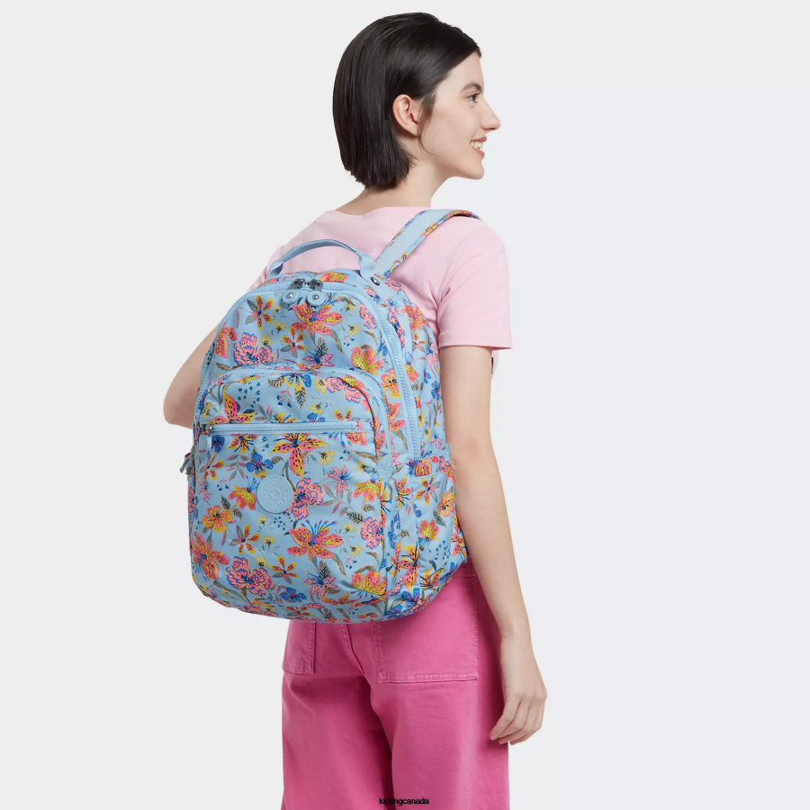 Women Laptop Backpacks Kipling Wild Flowers Seoul Large Printed 15" Laptop Backpack FHZD346 - Image 4