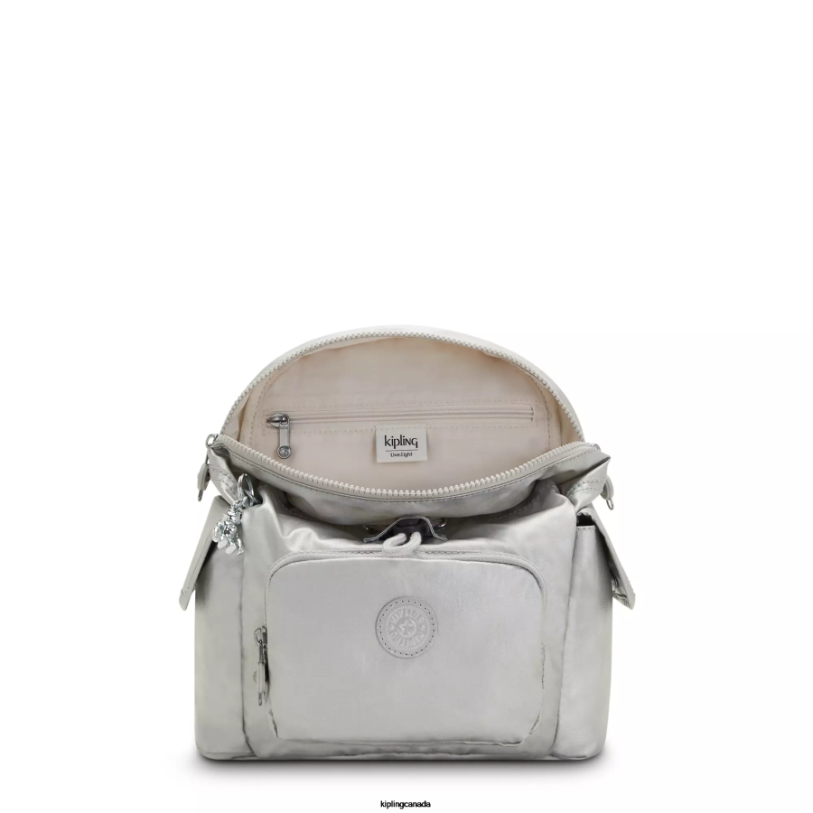 Women Mini Bags Kipling Bright Metallic City Pack Mini Metallic Backpack FHZD388 - Image 3