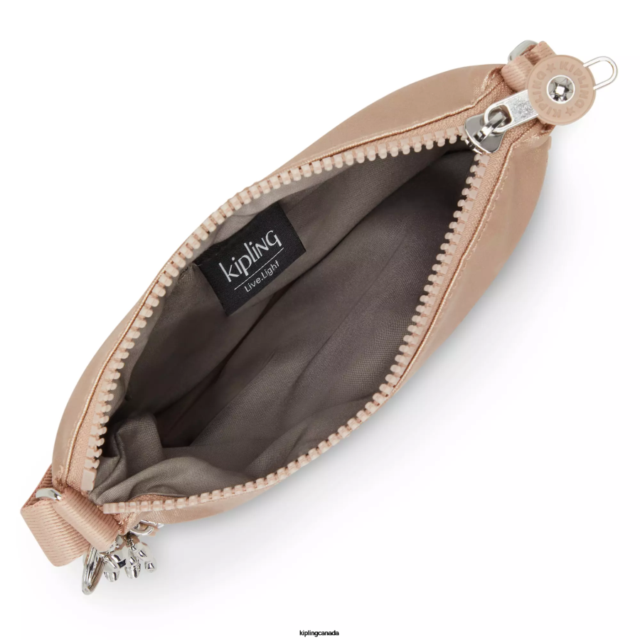 Women Mini Bags Kipling Gold Charm Metallic Keiko Metallic Crossbody Mini Bag FHZD97 - Image 3