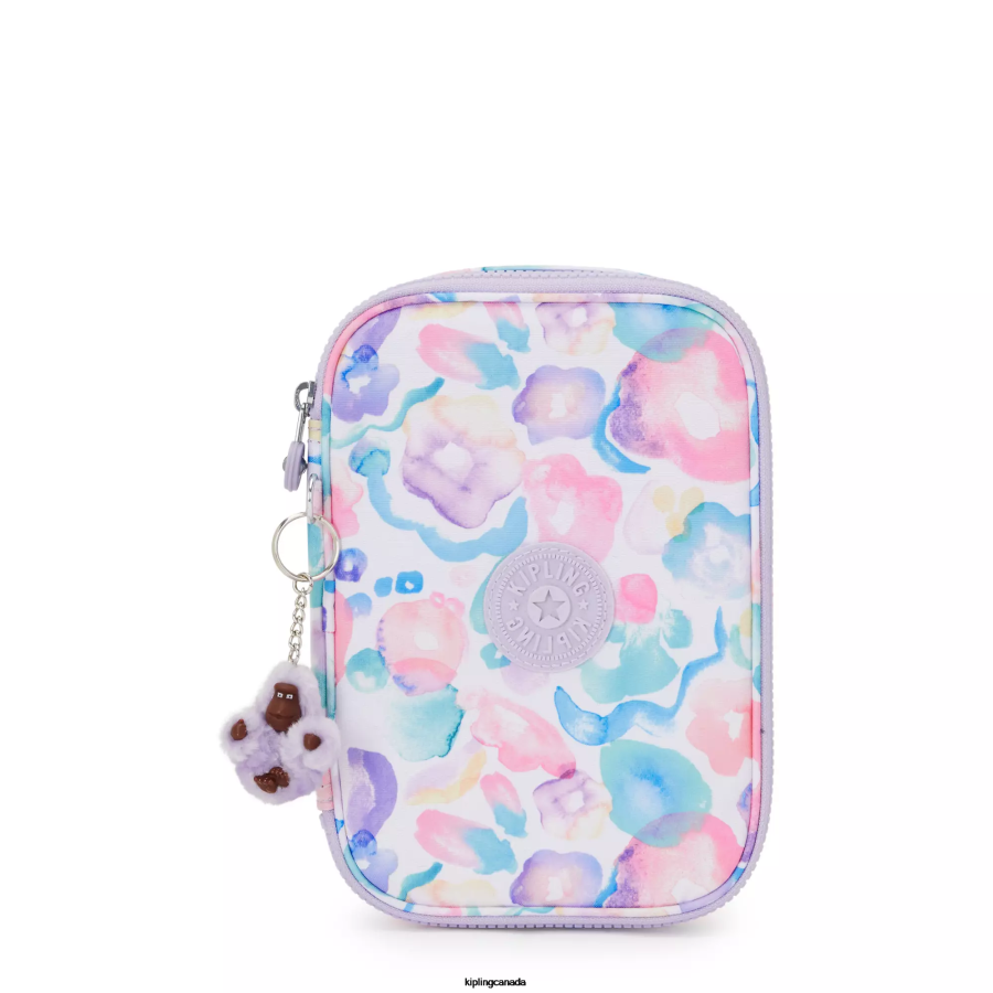 Women Pens & Pencil Cases Kipling Aqua Flowers 100 Pens Printed Case FHZD593 - Image 1