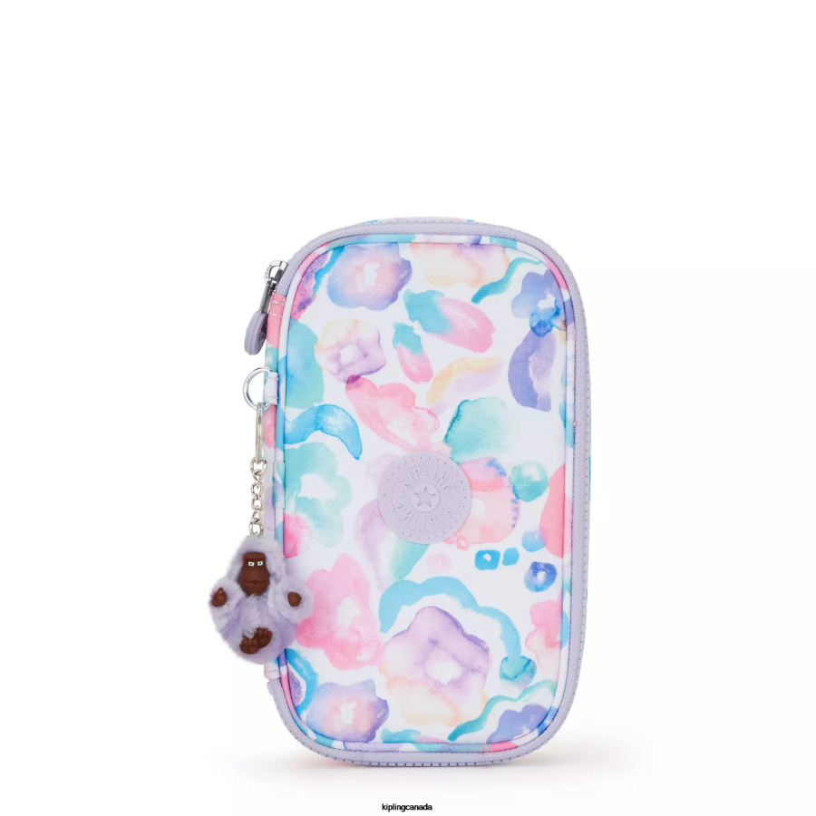 Women Pens & Pencil Cases Kipling Aqua Flowers 50 Pens Printed Case FHZD595 - Image 1