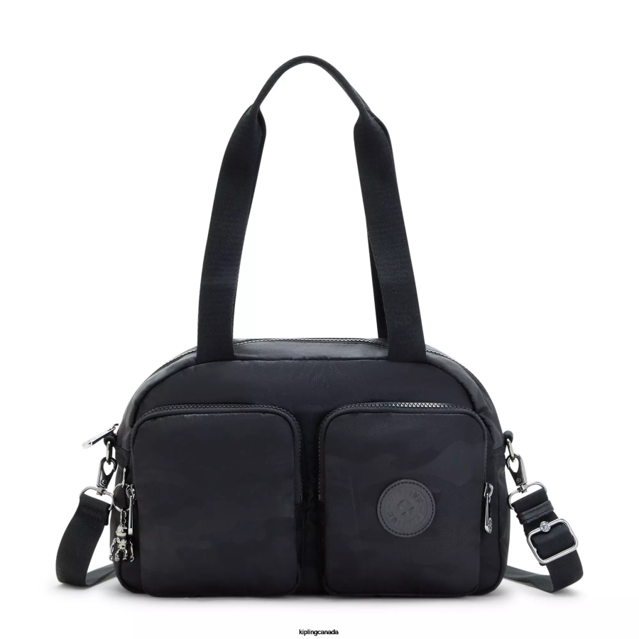 Women Shoulder Bags Kipling Black Camo Embossed Cool Defea Shoulder Bag FHZD200 - Image 1