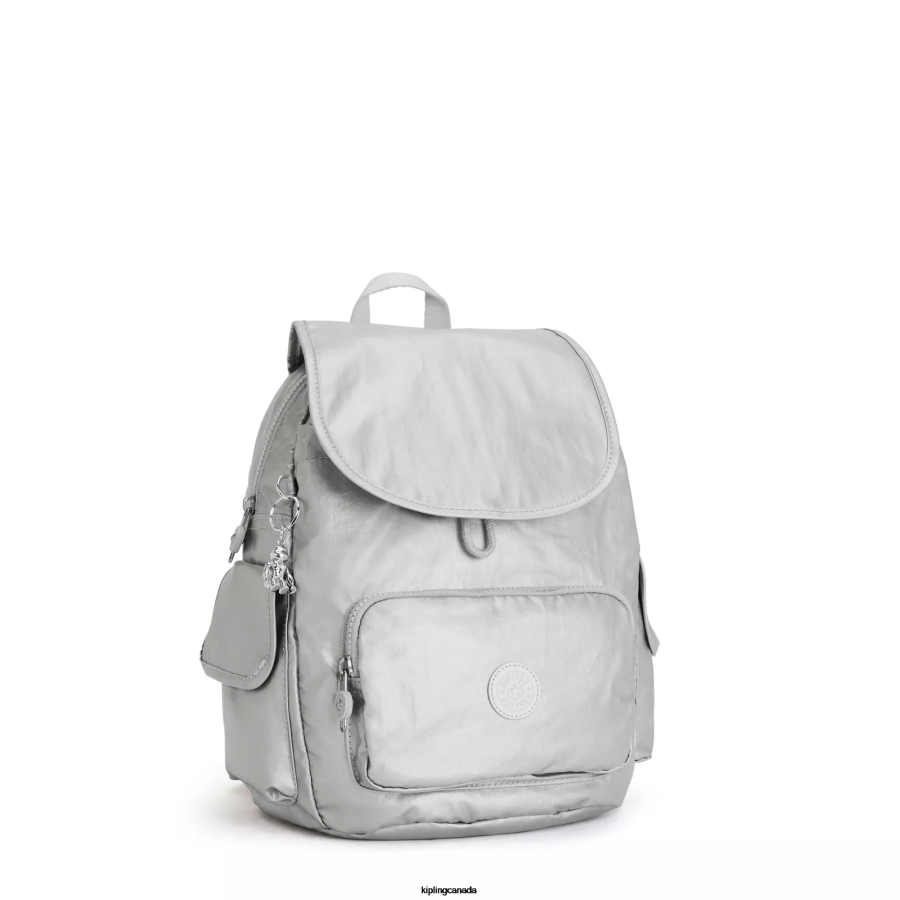 Women Small Backpacks Kipling Bright Metallic City Pack Small Metallic Backpack FHZD380 - Image 2