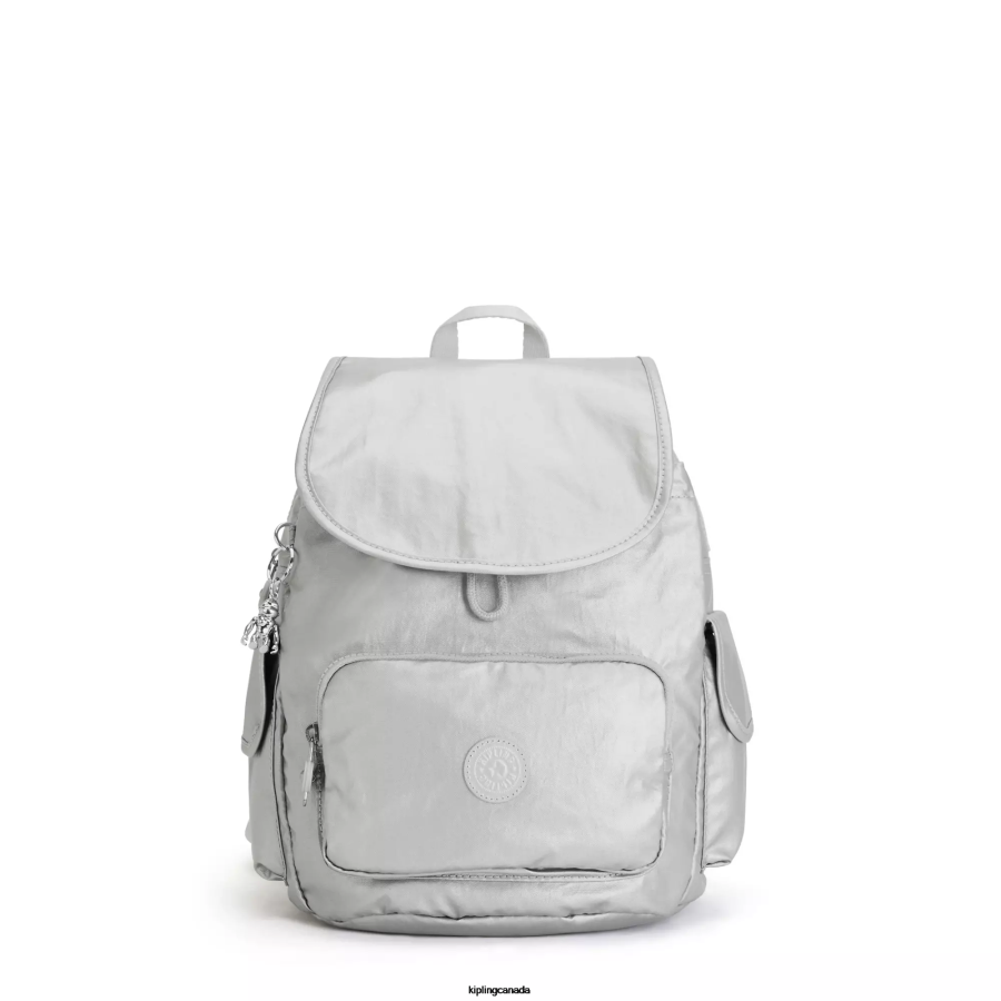 Women Small Backpacks Kipling Bright Metallic City Pack Small Metallic Backpack FHZD380 - Image 1