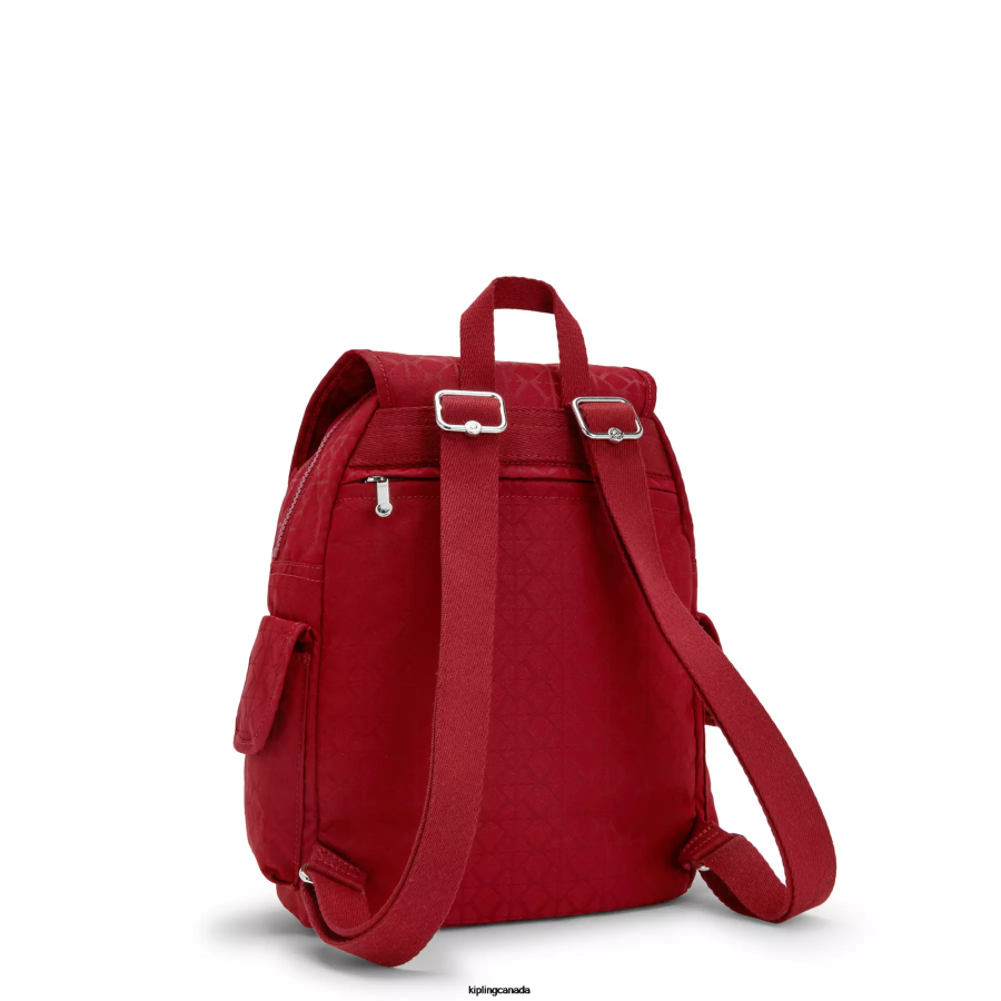 Women Small Backpacks Kipling Signature Red City Pack Small Backpack FHZD357 - Image 5