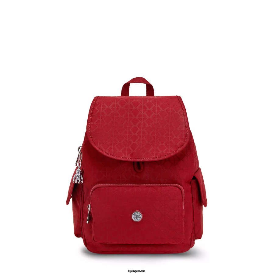 Women Small Backpacks Kipling Signature Red City Pack Small Backpack FHZD357 - Image 1