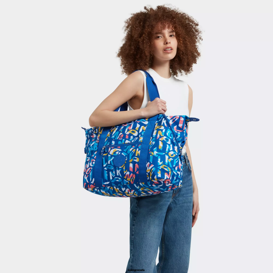 Women Tote Bags Kipling Neon Art Medium Printed Tote Bag FHZD259 - Image 4