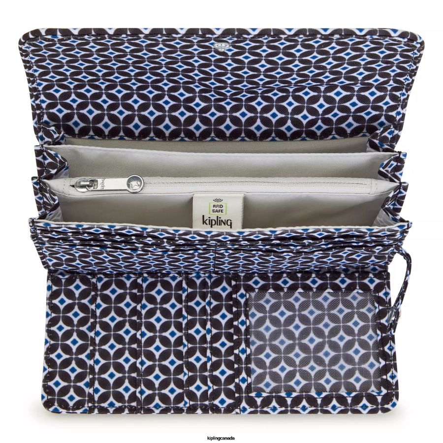 Women Wallets & Wristlets Kipling Blackish Tile Money Land Printed Snap Wallet FHZD312 - Image 3